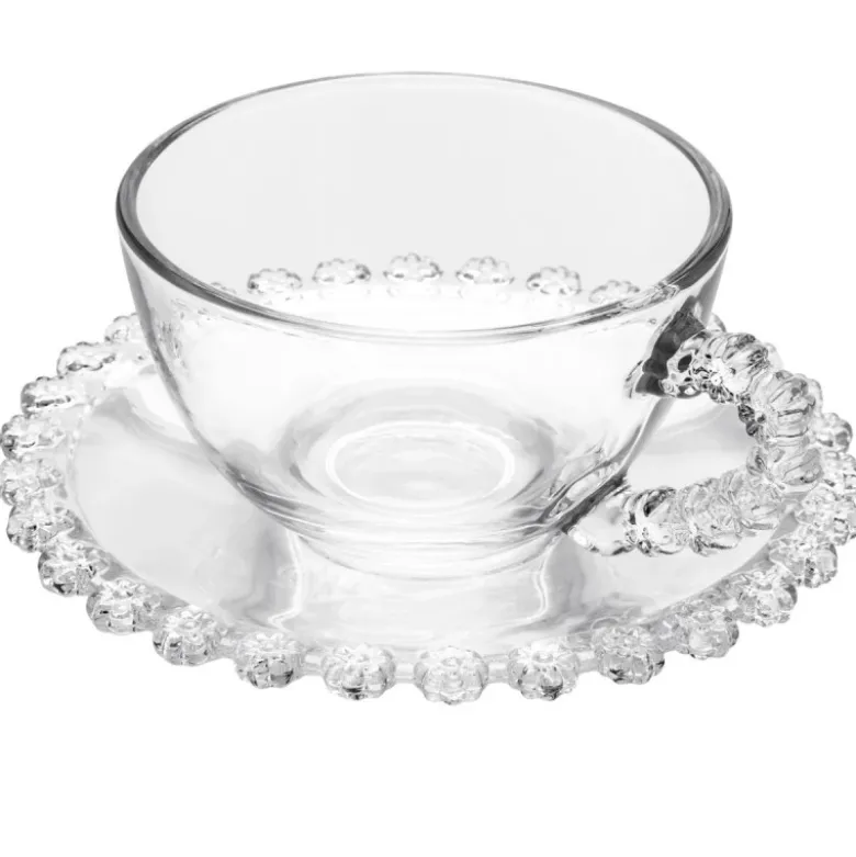 Filiżanka ze spodkiem do kawy i herbaty 200 ml szklana Altom Design Bloom