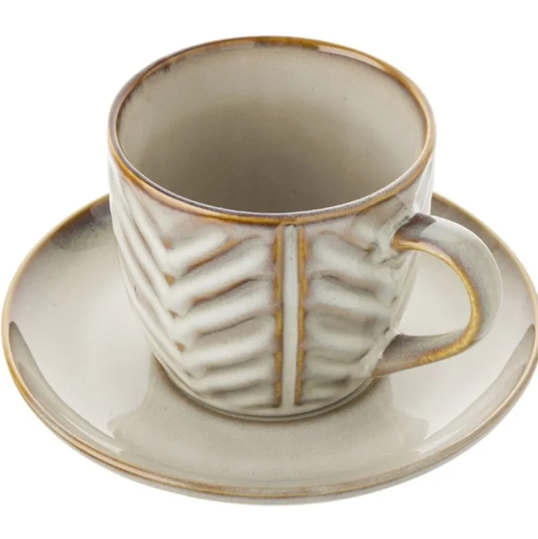 Filiżanka ze spodkiem do kawy i herbaty 250 ml szklana LEHTI BEIGE