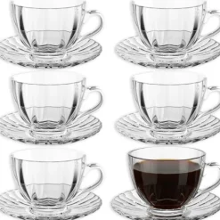 Filiżanki 250 ml ze spodkami do kawy herbaty na 6 osób serwis kawowy Florina Sorrento zestaw 6 sztuk
