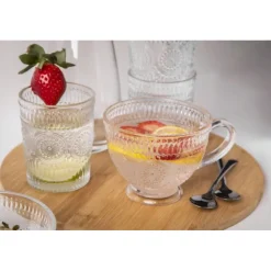 Filiżanki szklane 430 ml duże do kawy herbaty Altom Daisy zestaw 6 sztuk