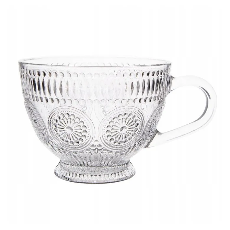 Filiżanki szklane 430 ml duże do kawy herbaty Altom Daisy zestaw 6 sztuk