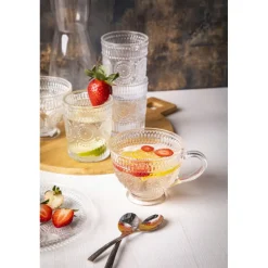 Filiżanki szklane 430 ml duże do kawy herbaty Altom Daisy zestaw 6 sztuk