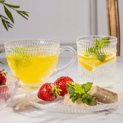 Filiżanki szklane 430 ml duże do kawy herbaty Altom Daisy zestaw 6 sztuk