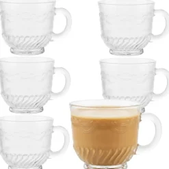Filiżanki szklane 240 ml Florina Regina zestaw 6 filiżanek do kawy herbaty