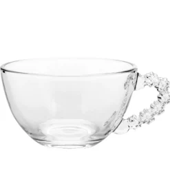Filiżanki ze spodkiem do kawy i herbaty 200 ml szklana Altom Design Bloom zestaw 6 szt
