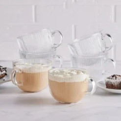 Filiżanki z uchem do kawy latte 510 ml kubki ryflowane zestaw 6 szt Altom Design Selena
