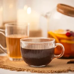 Filiżanki z uchem do kawy latte 510 ml kubki ryflowane zestaw 6 szt Altom Design Selena