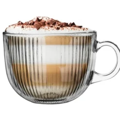 Filiżanki z uchem do kawy latte 510 ml kubki ryflowane zestaw 6 szt Altom Design Selena