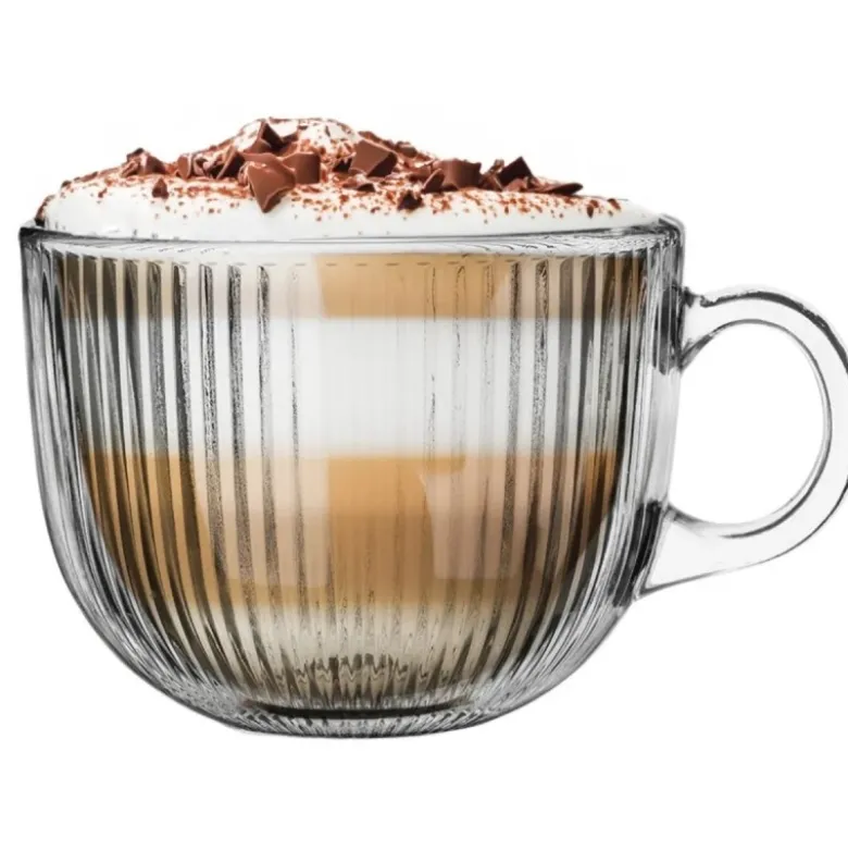 Filiżanki z uchem do kawy latte 510 ml kubki ryflowane zestaw 6 szt Altom Design Selena