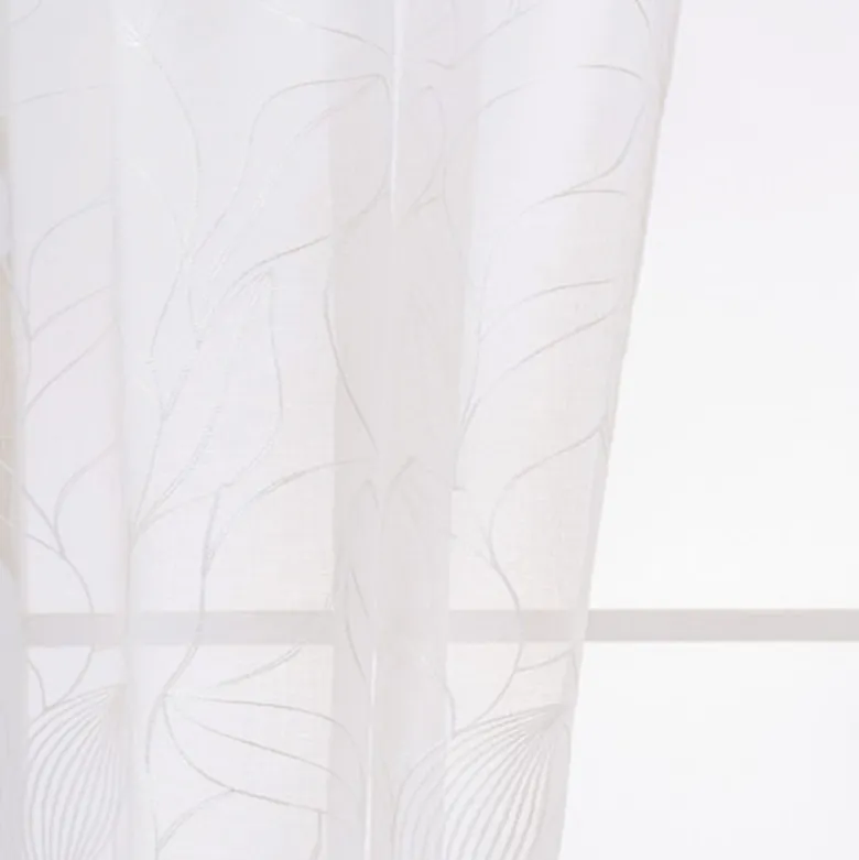 Firana biała z haftem 145x270 cm przelotka Cotton World