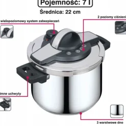 Garnek ciśnieniowy MG Home szybkowar o pojemności 7 litrów