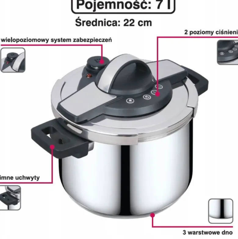 Garnek ciśnieniowy MG Home szybkowar o pojemności 7 litrów