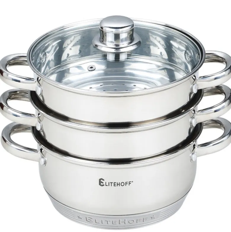 Garnek do gotowania na parze 4 częściowy parowar 22 cm stalowy Elitehoff E-4704