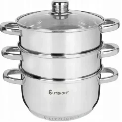 Garnek do gotowania na parze 4 częściowy parowar 22 cm stalowy Elitehoff E-4704
