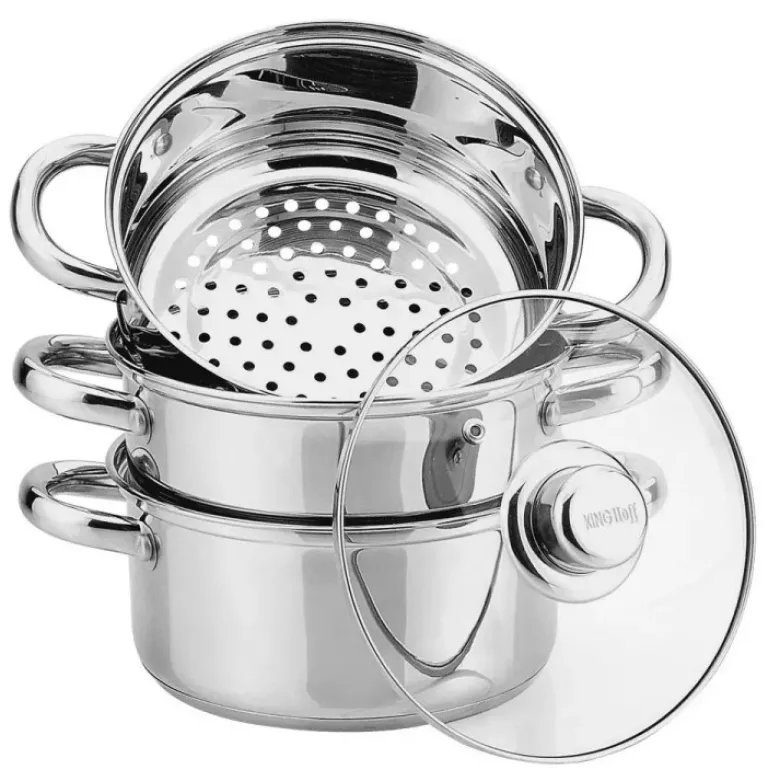 Garnek do gotowania na parze 3.1 l parowar 20 cm stalowy 4 elementy Kinghoff KH 3321