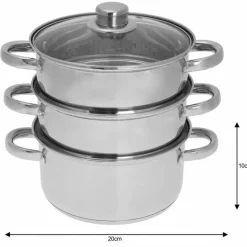 Garnek do gotowania na parze 3.1 l parowar 20 cm stalowy 4 elementy Kinghoff KH 3321