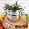 Garnek do gotowania na parze 2.5 l parowar 18 cm stalowy 3 elementy Florina Divapore