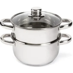 Garnek do gotowania na parze 2.5 l parowar 18 cm stalowy 3 elementy Florina Divapore