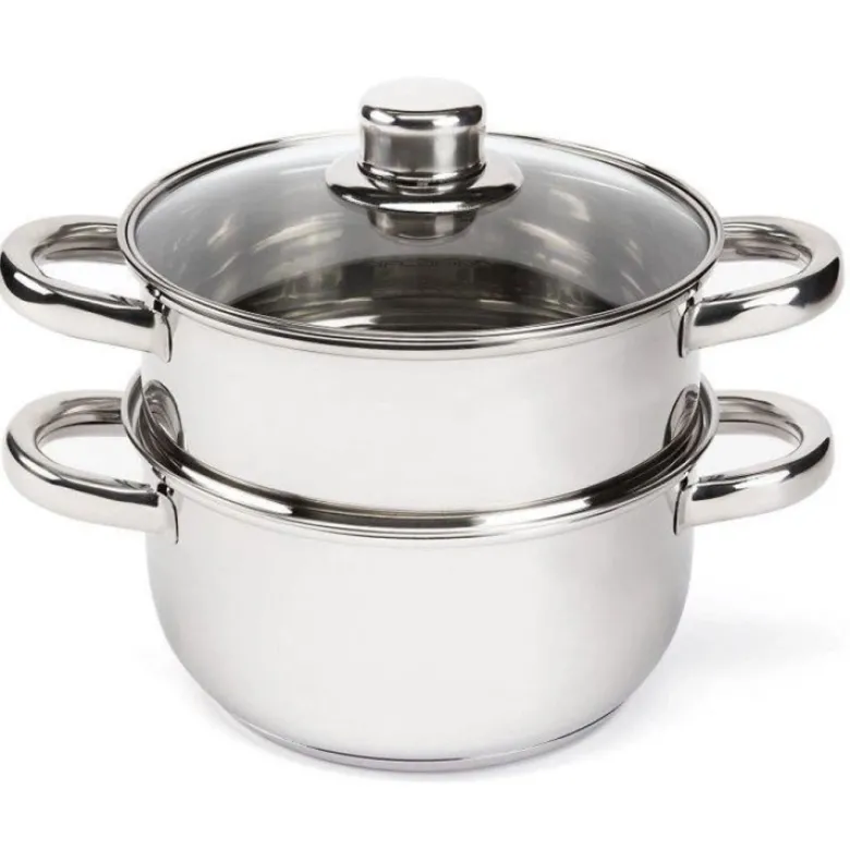 Garnek do gotowania na parze 2.5 l parowar 18 cm stalowy 3 elementy Florina Divapore