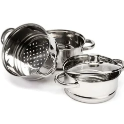 Garnek do gotowania na parze 2.4 l parowar 18 cm stalowy 4 elementy Florina Divapore