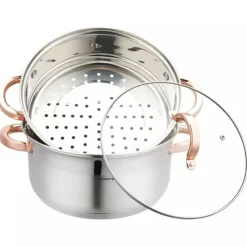 Garnek do gotowania na parze 2.5 l parowar 18 cm stalowy 3 elementy Klausberg KB 7725