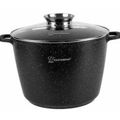 Garnek duży marmurowy z pokrywką głęboki czarny 10 L indukcja gaz Masterpan MP 2132