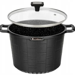 Garnek duży marmurowy z pokrywką głęboki czarny 6.5 L indukcja gaz Elittehoff E 7032