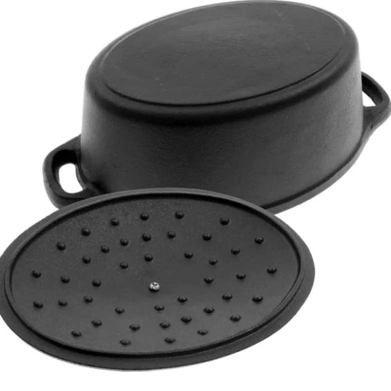 Garnek żeliwny 33 cm brytfanna 2w1 okrągła 4L na indukcję gaz Krisberg KR 7773