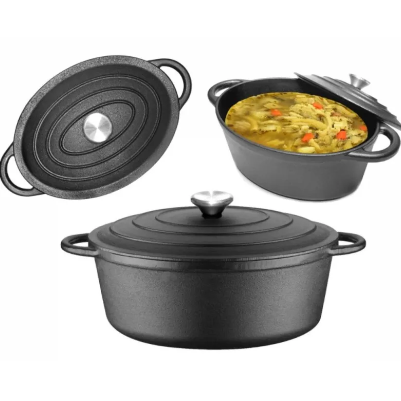 Garnek żeliwny 33 cm brytfanna 2w1 okrągła 4L na indukcję gaz Krisberg KR 7773
