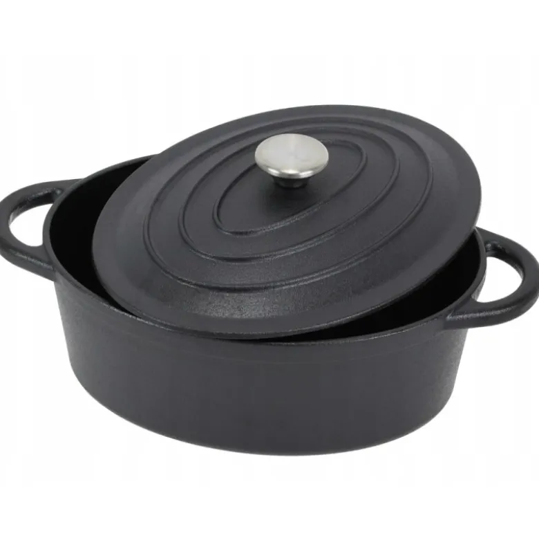 Garnek żeliwny 33 cm brytfanna 2w1 okrągła 4L na indukcję gaz Krisberg KR 7773