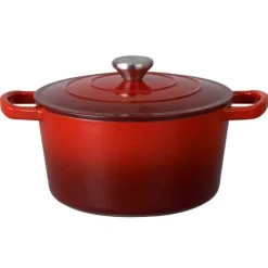 Garnek żeliwny emaliowany 4 L GierekHoff Żeliwna Tradycja kociołek czerwony 25 cm GH 6004