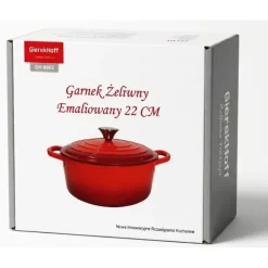 Garnek żeliwny emaliowany 3 L GierekHoff Żeliwna Tradycja kociołek czerwony 22 cm GH 6003