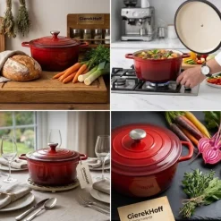 Garnek żeliwny emaliowany 3 L GierekHoff Żeliwna Tradycja kociołek czerwony 22 cm GH 6003