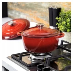 Garnek żeliwny emaliowany 5 L MG Home Infinito kociołek czerwony 25 cm