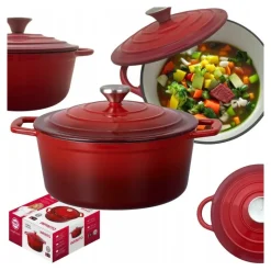 Garnek żeliwny emaliowany 5 L MG Home Infinito kociołek czerwony 25 cm