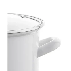 Garnek emaliowany 2 L prosty z pokrywką 16 cm Emalia Pleszew Arti