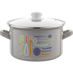 Garnek emaliowany 3.7 L prosty z pokrywką 20 cm Emalia Pleszew Staffio
