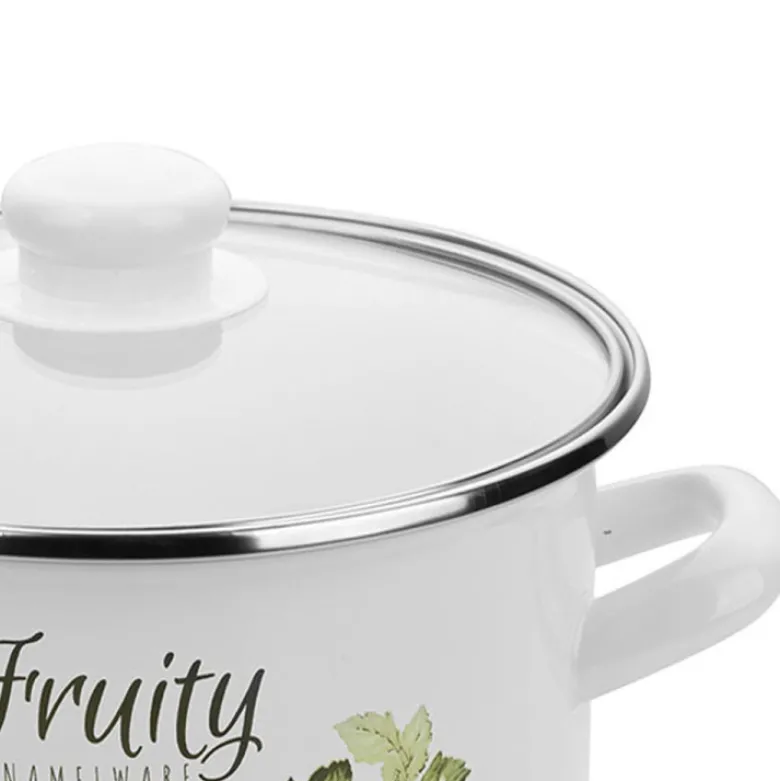 Garnek emaliowany prosty z pokrywką 22 cm 4,7 litra Florina Kalina