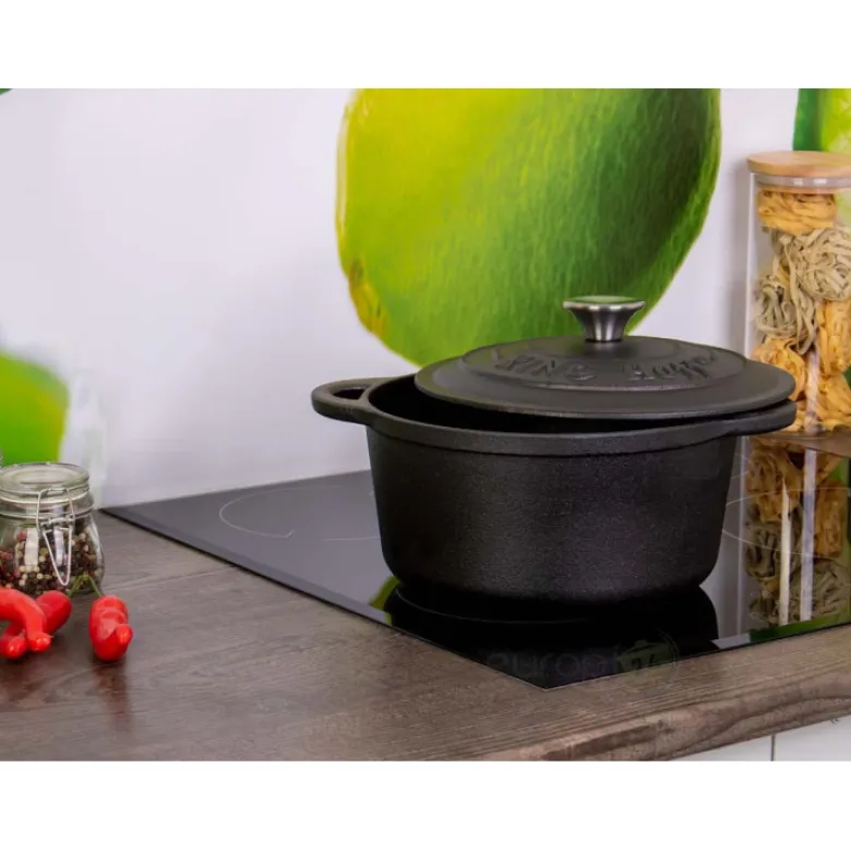 Garnek KingHoff KH 1476 -24 cm żeliwny 4,0 L Ciężki Indukcja Gaz Brytfanna