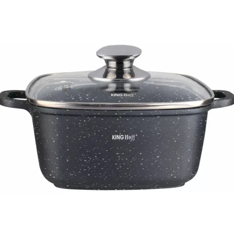 Garnek marmurkowy kwadratowy 5.5 l z pokrywką Kinghoff KH 1604 indukcja gaz