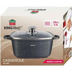 Garnek marmurkowy kwadratowy 5.5 l z pokrywką Kinghoff KH 1604 indukcja gaz