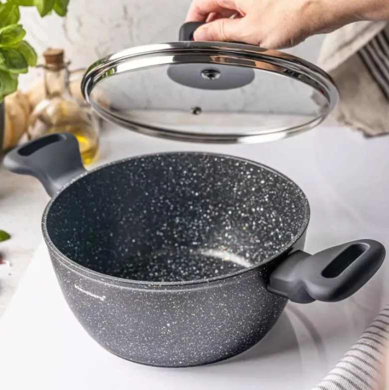 Garnek marmurkowy mały 2.3 l z pokrywką 20 cm Klausberg KB 7670 czarny marmurek indukcja gaz