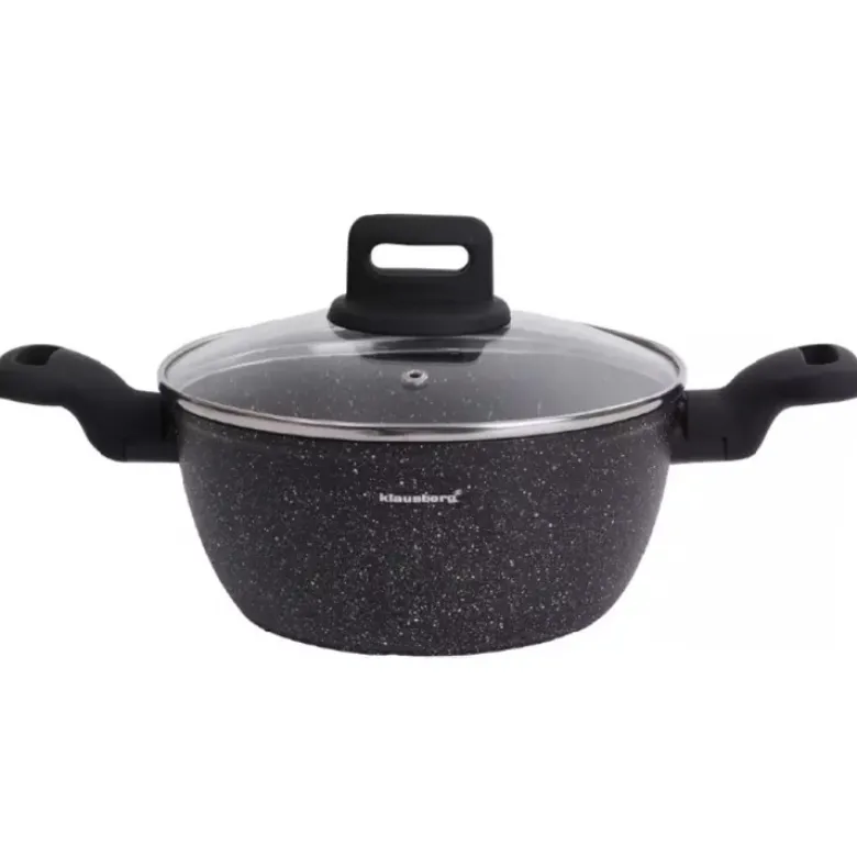 Garnek marmurkowy mały 2.3 l z pokrywką 20 cm Klausberg KB 7670 czarny marmurek indukcja gaz