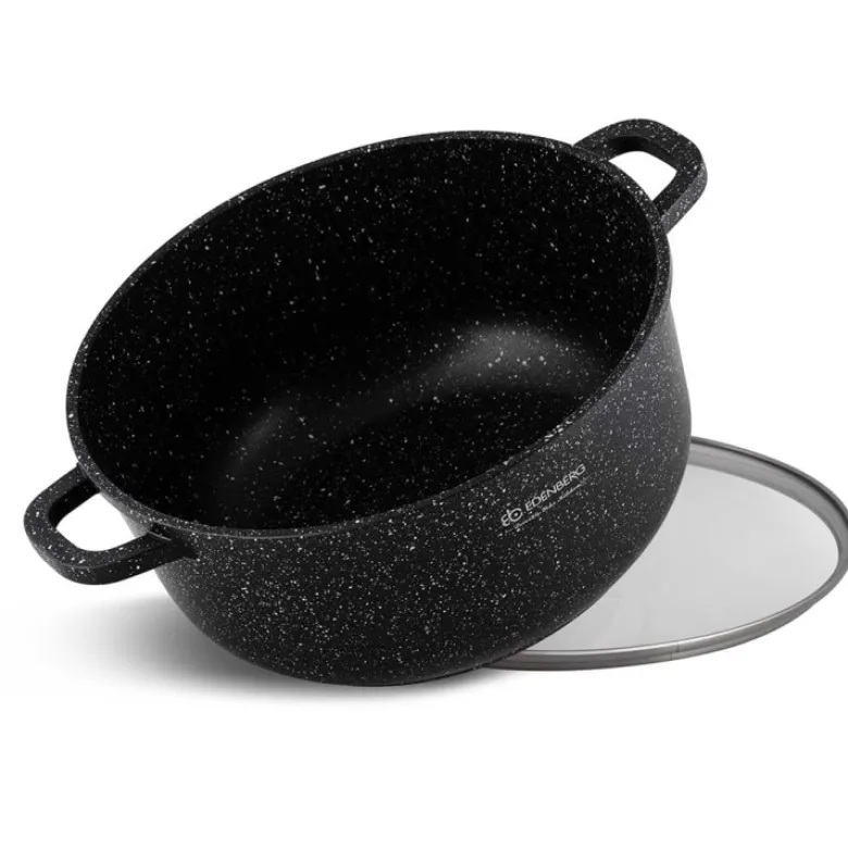 Garnek marmurowy z pokrywką Edenberg EB 8119 5.6L na indukcję 26 cm