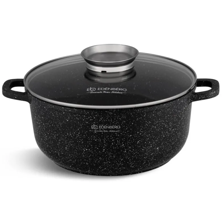 Garnek marmurowy z pokrywką Edenberg EB 8119 5.6L na indukcję 26 cm
