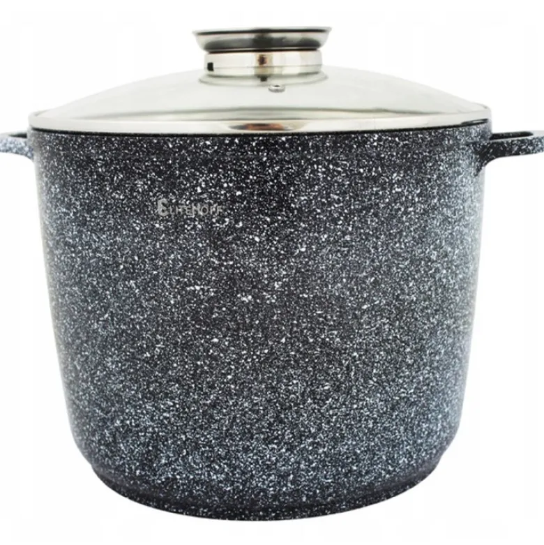Garnek marmurowy z pokrywką Elitehoff E 7010 duży szary 6.5 L indukcja gaz