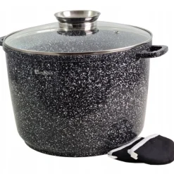 Garnek marmurowy z pokrywką Elitehoff E 7010 duży szary 6.5 L indukcja gaz