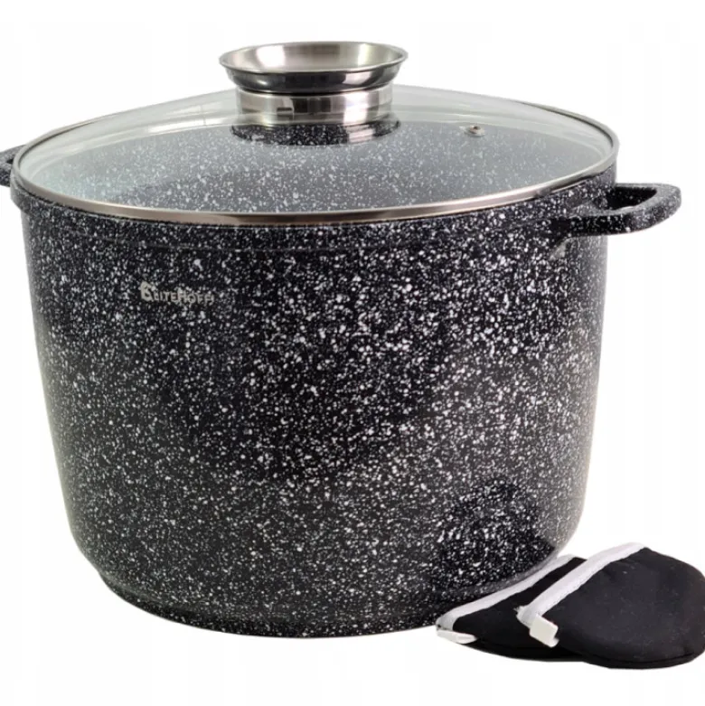 Garnek marmurowy z pokrywką Elitehoff E 7010 duży szary 6.5 L indukcja gaz