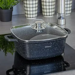 Garnek marmurowy z pokrywką Kinghoff KH 1605 6.5 L na indukcję czarny