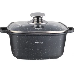 Garnek marmurowy z pokrywką Kinghoff KH 1605 6.5 L na indukcję czarny
